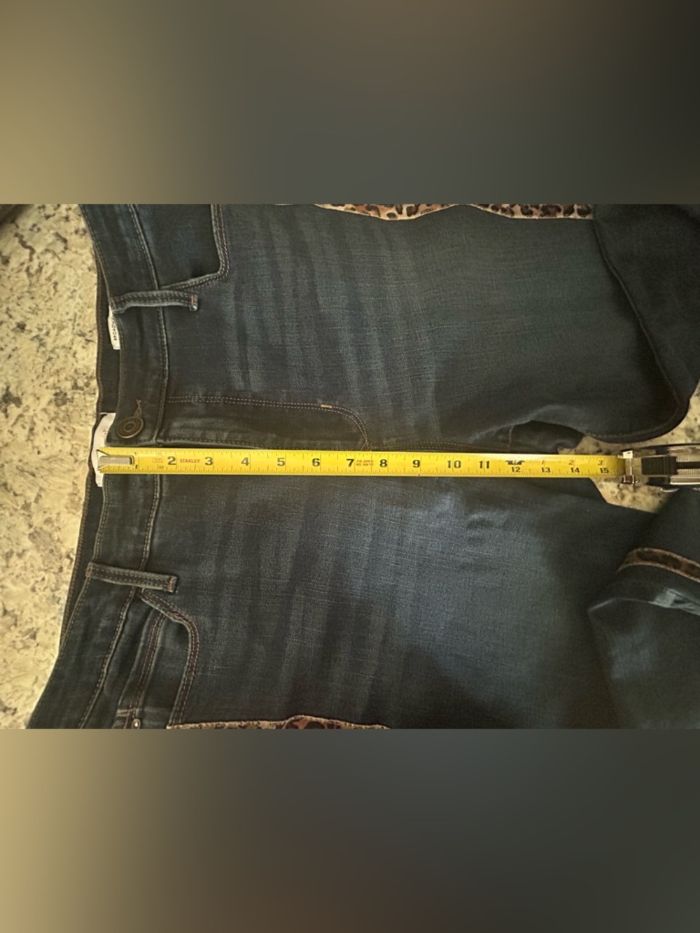 Skinnygirl Broadway High-Rise Dark Blue Skinny Jeans Leopard Side Stripe Size 12 - Picture 15 of 15